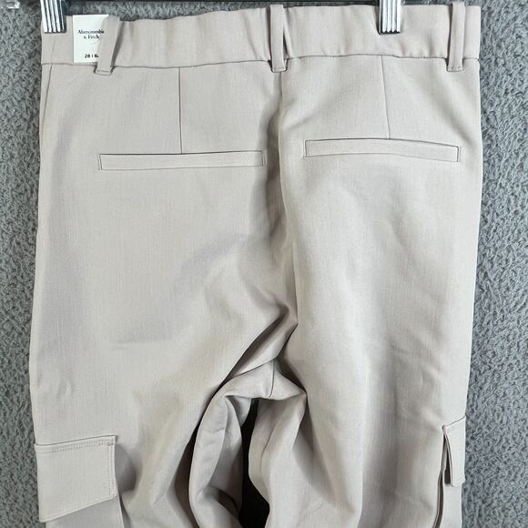 Abercrombie & Fitch Cargo Pants Womens 29/8 Tan Pleated Straight High Rise 28x31 - Picture 9 of 13